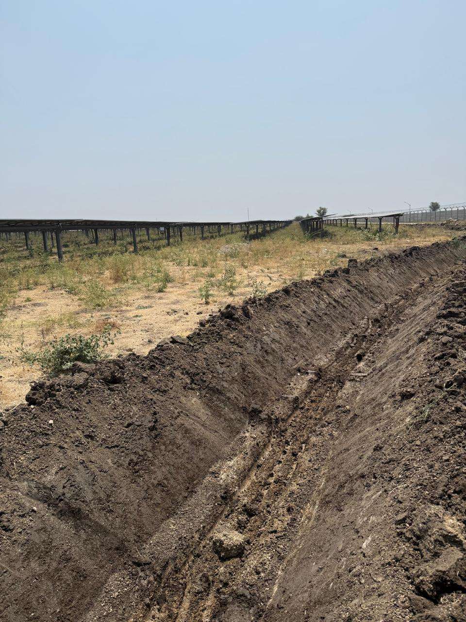 Cable trenching at a Serentica Renewables solar site